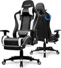 GTPLAYER Gaming ChairGamer Chair with Bluetooth and Adjustable BackrestSeat Height Adjustable Computer Chairs with 3D ArmrestsVideo Game Chair with Footrest Speakers (White)