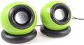 2 Pcs Green Black Computer USB 2.0 3.5mm Ball Shape Mini Sound Box Speaker