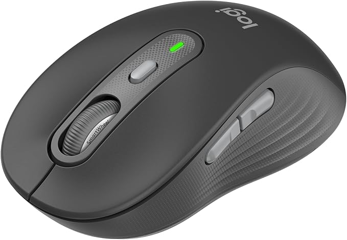 Logitech Signature Plus M750 Wireless Mouse – for Small to Medium Hands SmartWheel Bluetooth Multi Device 24-Month Battery Silent Clicks Customizable Side Buttons Contoured Shape - Graphite