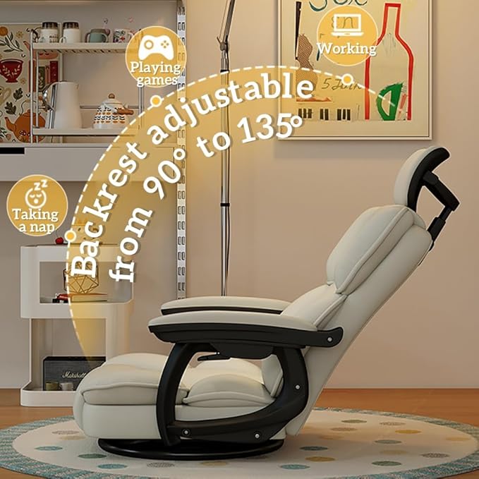 360° Swivel Gaming Floor Chair for Adults Adjustable Floor Chair Comfortable Lazy Floor Lounger for Living Rooms and Gaming Zones(Gray)