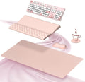 Ospelelf Keyboard Stand Wrist Rest Pad and Ergonomic Mouse Pad Set with Large Mousepad Desk Mat Memory Foam Comfort Premium Office Desk Accessories for Pain Relief and Efficiency Pink