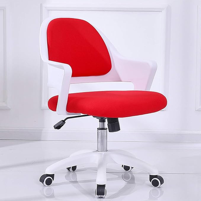 Mlaea Student Bedroom Gaming Chairs Executive Swivel Computer Chair with Backrest Dormitory Hotel Chair Rocking Function 59 * 58 * 84CM(Color:red)