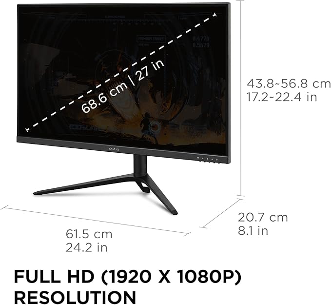 ViewSonic VX2728J 27 Inch 1080p IPS Gaming Monitor with 180Hz 0.5ms FreeSync Premium NVIDIA G-Sync Compatible Advanced Ergonomics HDMI and DisplayPort Inputs (Renewed)