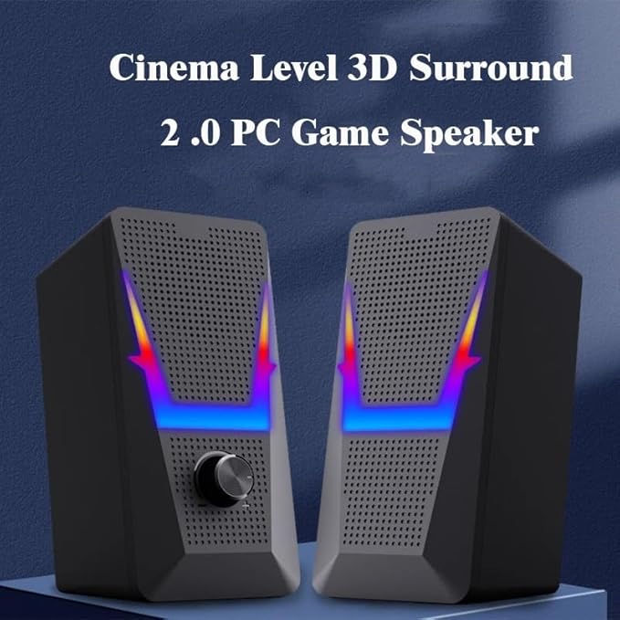 2.0 Stereo Surround Music RGB Gaming Speakers Sound Bar for Computer Desktop PC Loudspeakers