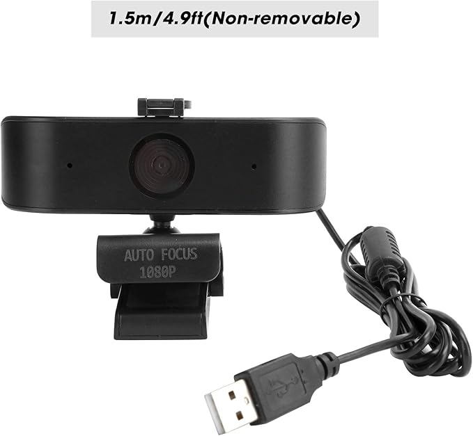 1080P USB Computer Camera with Microphone and Lens Cover for Online Conference and Teaching