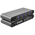 HDMI KVM Switch 4 in 1 Out with Hotkey Mouse Switching Audio Mic Support 4K@60Hz USB 3.0 Hub Digital Display Terived Aluminum KVM with Cables Included