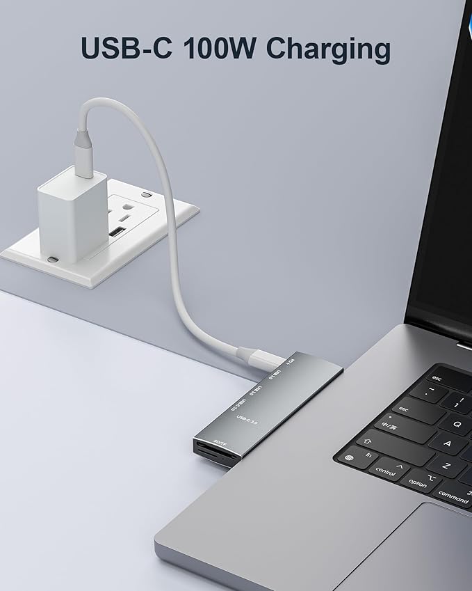 USB C Hub for MacBook USB Hub 7-in-2 for Thunderbolt 4 Port 4K 60Hz HDMI 2 USB C 2 USB A Data Ports microSD SD Card Reader for MacBook Pro 13 Inch MacBookAir M1 M2 M3 iPad Dell Lenovo