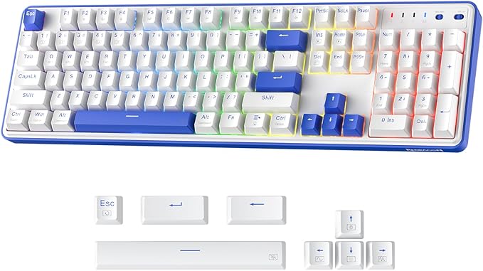 Redragon K685 PRO 104 Keys Wireless Gasket RGB Gaming Keyboard 3-Modes 100% Layout Mechanical Keyboard w/Hot-Swap Socket Sound Absorbing Pads &amp Linear Red Switch Klein Blue &amp Oia White