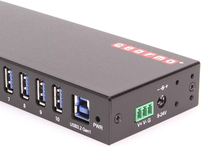 Gearmo 10-Port USB Type-A Hub with 5 Gbps Data Surge Protection &amp Mounting Options