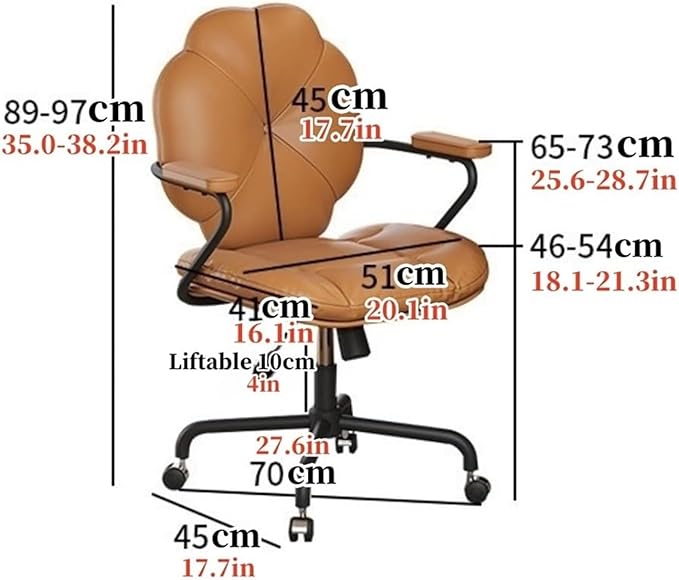 PU Leather Computer Chair Ergonomic Office Chair Swivel Rolling Desk Stool with Armrests Adjustable Study &amp Gaming Chair for Home Solid Construction(White)