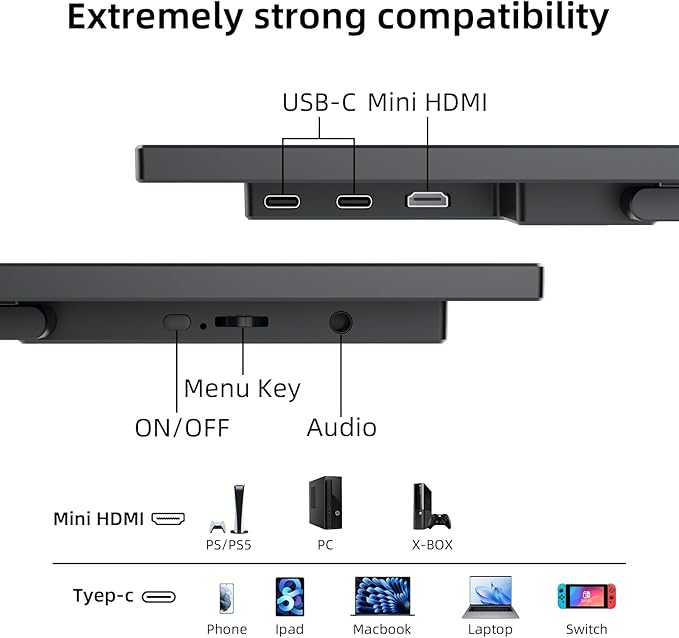 Portable Gaming Monitor 16 Inch 144Hz 1080P FHD Kickstand Portable Monitor External Second Screen for Laptop PC PS5 Mac Xbox