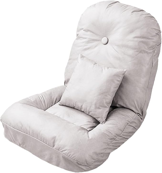 Floor Seating with Back Support Technology Leather Fabric and High-Density Sponge Gaming Floor Chair Adjustable for Adults Reading Meditating Can Bear 150kg(White)