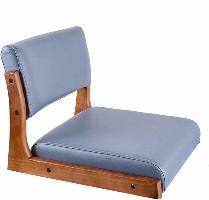 ELEFOCUS Portable Tatami Meditation Chair for Floor Lightweight Legless Reading Gaming and Relaxing - Ideal Living Room(Blue Tech FabricWalnut)