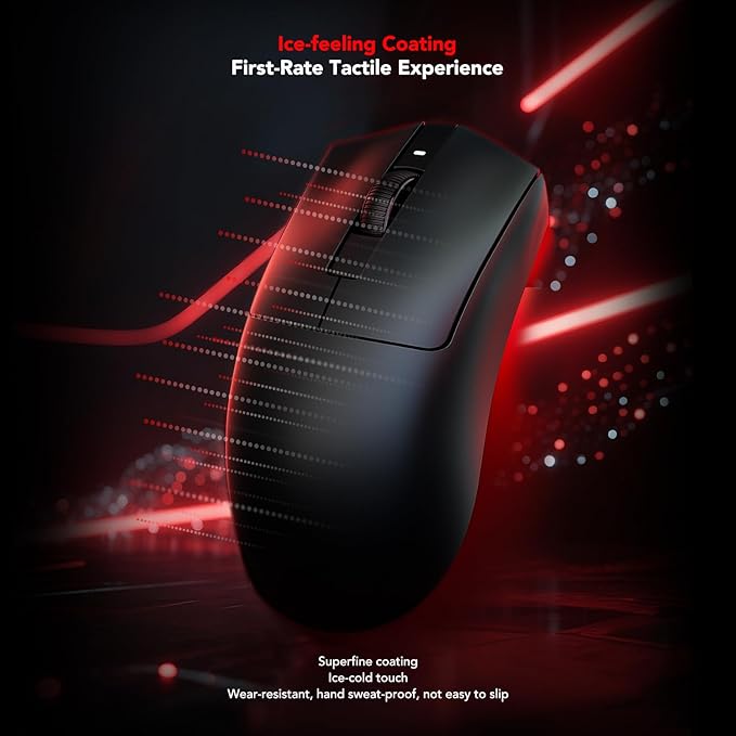 KYSONA Jupiter SE Wireless Gaming Mouse 24000 DPI Optical Sensor Ultralight 49G 300 Hr Battery Life 5 Programmable Buttons for PC/Mac/Laptop Black