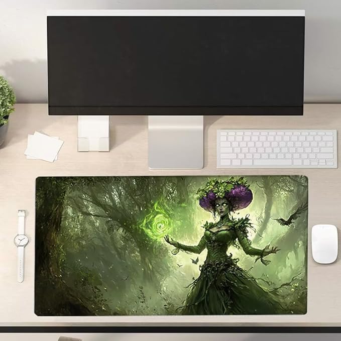 Large Mouse Pad Tree Desk Mat Green Office Gaming Mouse Pad with Stitched Edges 32x16in Extended Mousepad with Non-Slip Waterproof Rubber Base for PC Laptop Desk Home Office Accessories a-1467