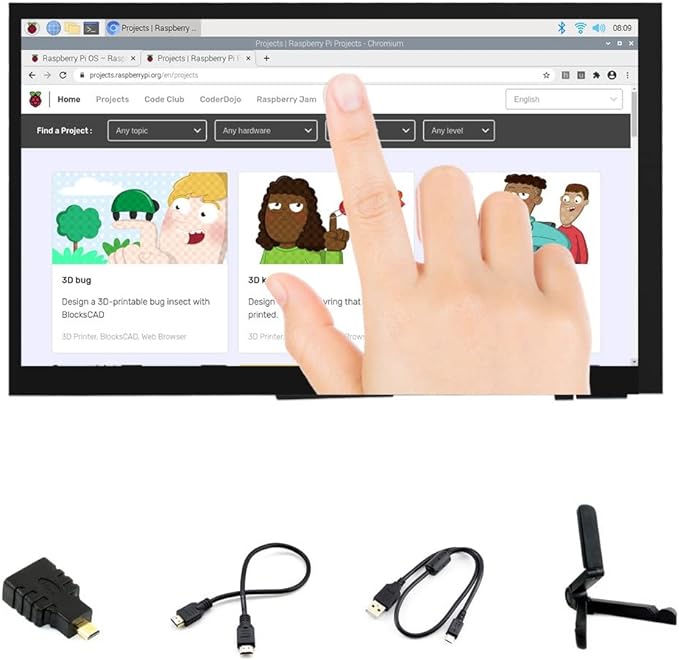 7 inch HDMI LCD 1024x600 Resolution Capacitive Touch Screen IPS Display Module Compatible with Raspberry Pi 4 3 2 1 B B+ A+ PC Supports Windows 10/8.1/8 / 7
