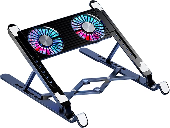 LED Laptop Cooling Pad Gaming Coolers Fan Stand with Quiet Fan Folding Bracket for Laptop