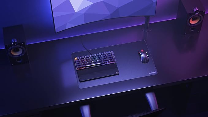 GLORIOUS XL Extended Gaming Mouse Mat/Pad - Large Wide (XL Extended) Black Cloth Mousepad Stitched Edges | 14x24 (G-P)