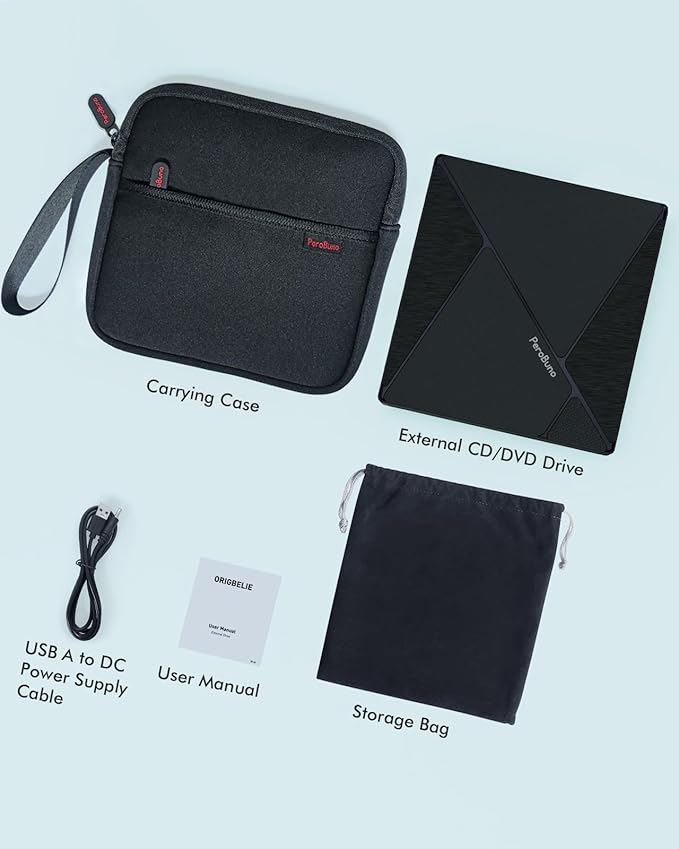 PeroBuno External CD DVD Drive USB 3.0 Optical Disc Drive 4 USB Ports and 2 TF/SD Card Slots CD DVD Burner Writer Reader Player for Laptop MacBook PC Windows 11/10/8/7 Linux OS with Carrying Case