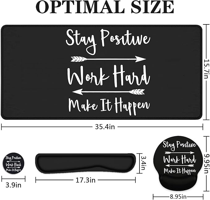 LATEEFAH Mouse Pad with Wrist Rest Large Mouse Pad Ergonomic Gaming Desk Pad Keyboard Wrist Rest Set 4-in-1 Desk Mat Keyboard Mat for Home Office