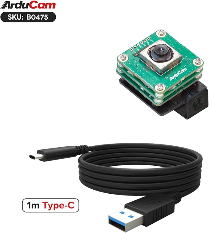 Arducam USB 3.0 Camera 64MP USB Camera Module 120fps High-Speed Webcam with 84°(D) Motorized Focus Lens and Metal Case Compatible with Windows and Linux OS