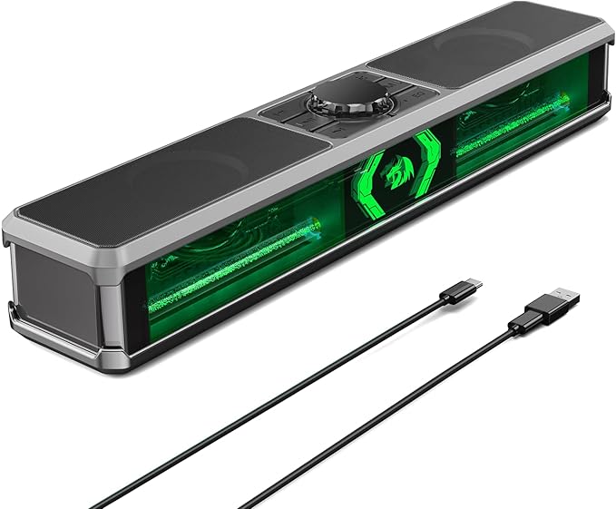 Redragon Computer Speakers PC Speakers Stereo Desktop Sound-bar for Computer Desktop Laptop Monitor PC Pad Cellphone Bluetooth &amp USB Input GS524