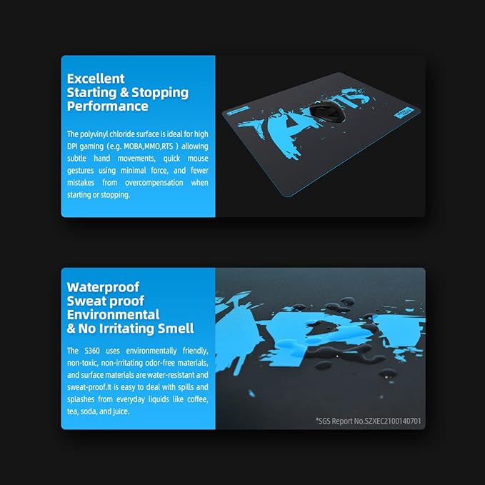 Hard Mouse Pad 3 Layers Mouse Pad with Resin Surface Premium Dual-Side Waterproof Sweatproof Fast and Accurate Control Hard Mousepad for Gaming Office and Home 14.17'' x 11.02''-Black