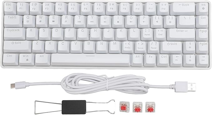Bewinner 60% Gaming Mechanical Keyboard 68 Keys Compact Keyboard with Red Switches RGB LED Backlit Mechanical Keyboard for Laptop Tablet PC