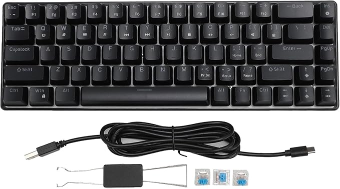 ZJchao Mechanical Gaming Keyboard Wired 68 Keys Blue Switch Pluggable Shaft with Backlit V800 Gaming Keyboard Ice Blue Light for OS X Users