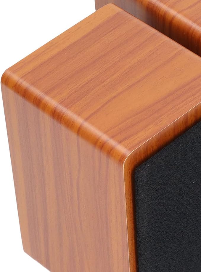 5V 3W USB Wired Wood Computer Speakers 5.0 Sound Channel 2.0 Stereo Sound Speaker for Music Movies Gaming for Laptop Notebook Desktop Computer (Walnut Wood)
