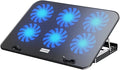 Metal Ice Cooler Silent Exhaust Portable Laptop Cooling Stand with 6 Cooling Fans Cooling Pad for Laptop Fan 15.6 Inch with Height Adjustable Notebook Cooler Pad with Two USB Port