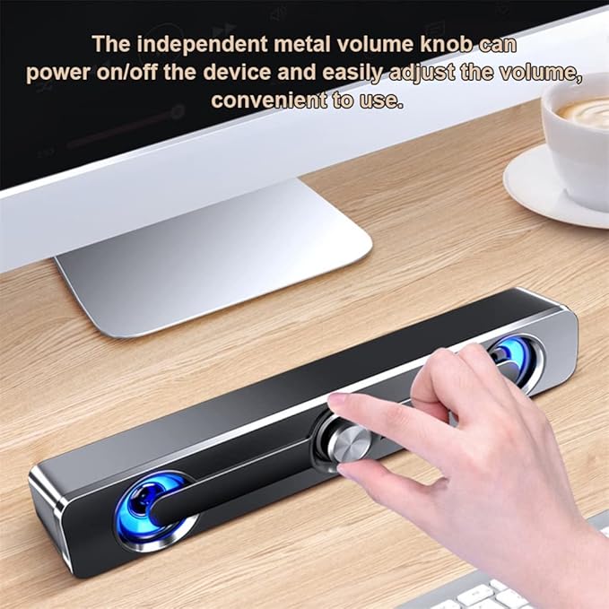 Computer Speaker 3W Wired Powerful Bar Stereo Subwoofer Bass Speaker Surround Sound Box for PC Laptop(OneColor)