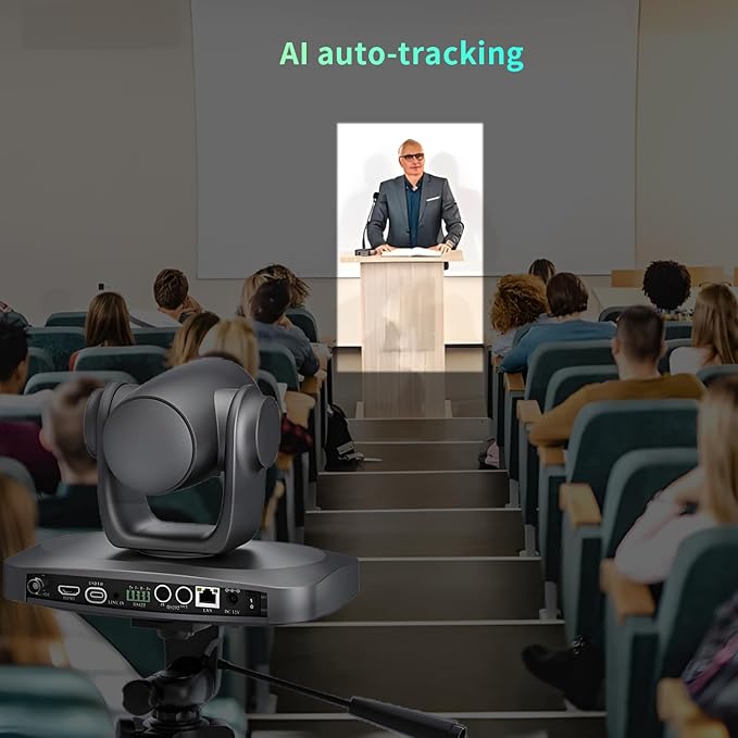 4K PTZ Camera AI AutoTracking 20X Optical Zoom HDMI SDI USB LAN POE Video Conference Camera for Live Streaming Church Worship Education YouTube Facebook