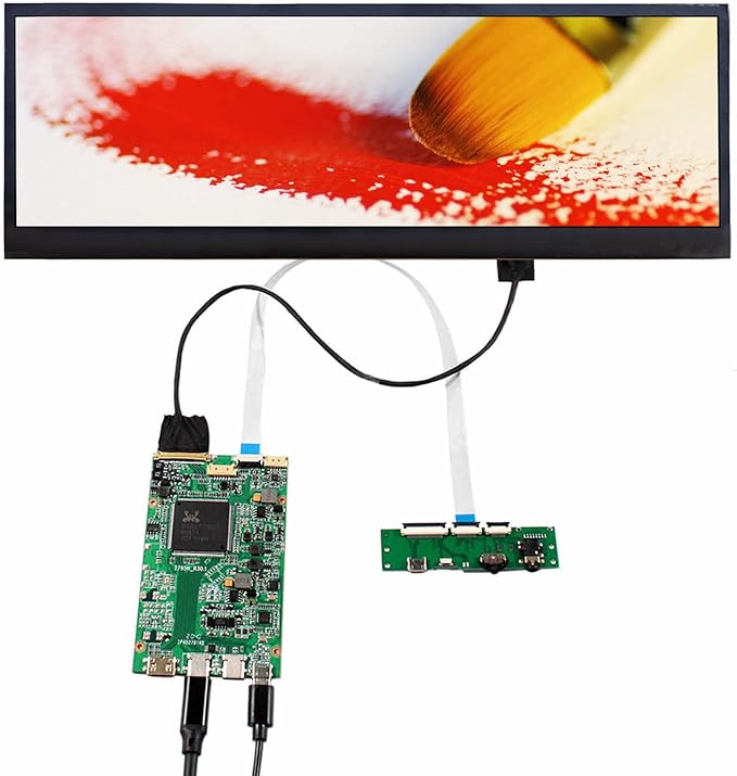 VSDISPLAY 14 Inch 3840x1100 4K IPS Stretched Bar LCD Screen 14'' Slim Panel with Tempered Protective Glass Works with USB-C LCD BoardUsed for Laptop/PC/Computer/Game Monitor