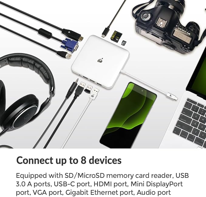 IOGEAR Compact USB-C Docking Station with Power Pass-Thru (GUD3C03)