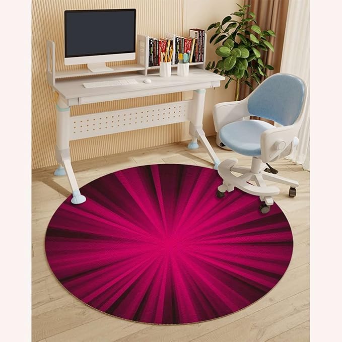 Pink Fuchsia Purple PU Leather Chair Mat Office Protector for Hardwood Floors Abstract Burst Design Anti-Slip Floor Protection Mat Multi-Purpose Chair Carpet for Desk Hot Pink Diameter 39.4 in