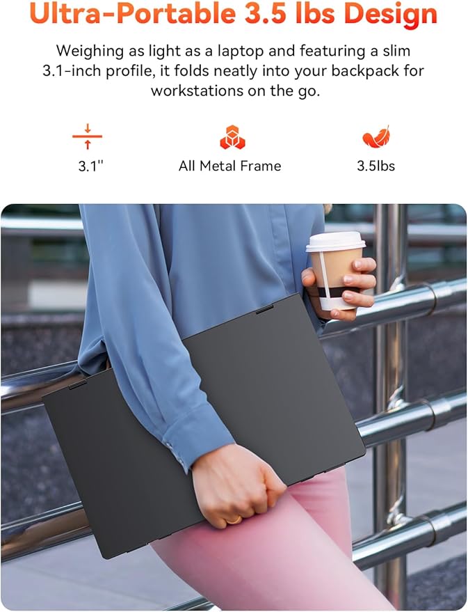 HotYeah Triple Laptop Screen Extender 15.6 1080P FHD IPS Folding Stacked Portable Dual Monitor USB-C Travel Extended Computer Display w/VESA 180° Rotation Plug &amp Play (Windows Only)