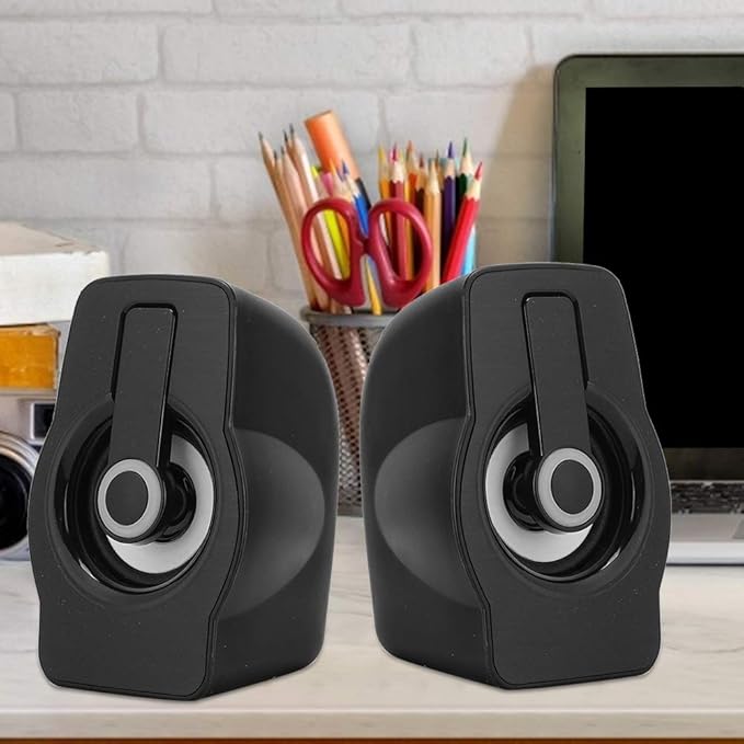 Computer Speakers for Desktop Pc Stereo Speakers Ft-185 Mini USB LED Speaker Portable Loudspeaker Music Player for Desktop Laptop (Classic Black)