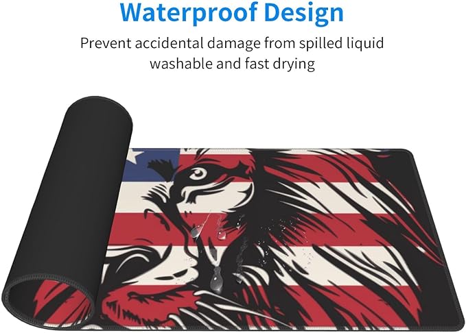 American Flag Lion Large Mouse Pad XL Extended Gaming Pad Waterproof Desk Mat for Desktop Keyboard Non Slip Mousepad for Office Game Home 32.15x11.8