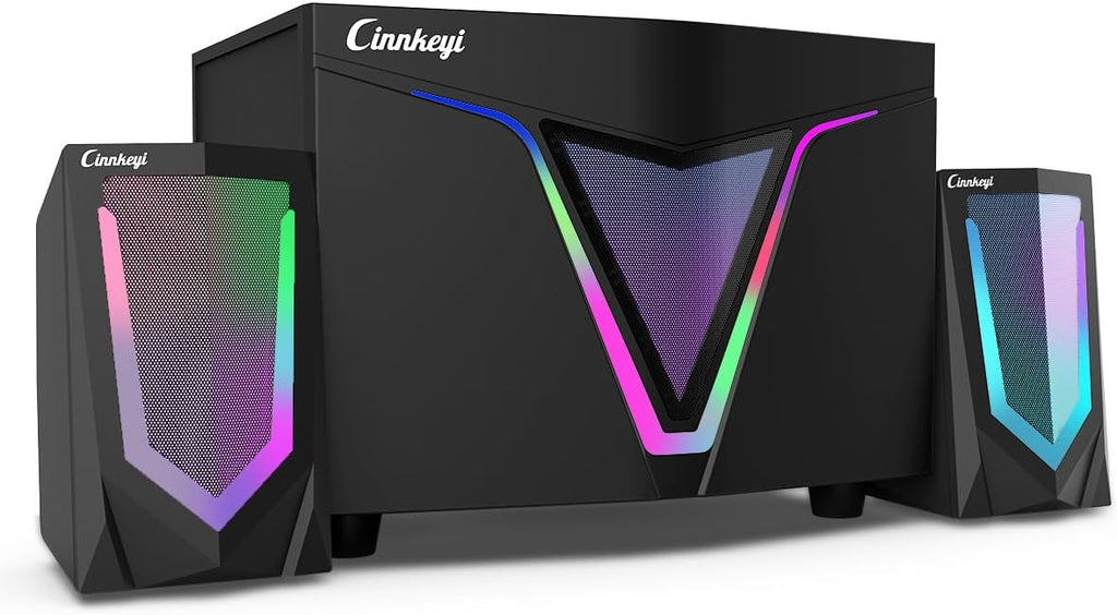 2.1 USB-Powered Computer Speaker with SubwooferPC Speakers with subwoofer-Dual 4.7'' mid-Treble Full-Range Satellites for PCSpeaker with Dynamic RGBUp to 16W 3.5mm Inputs