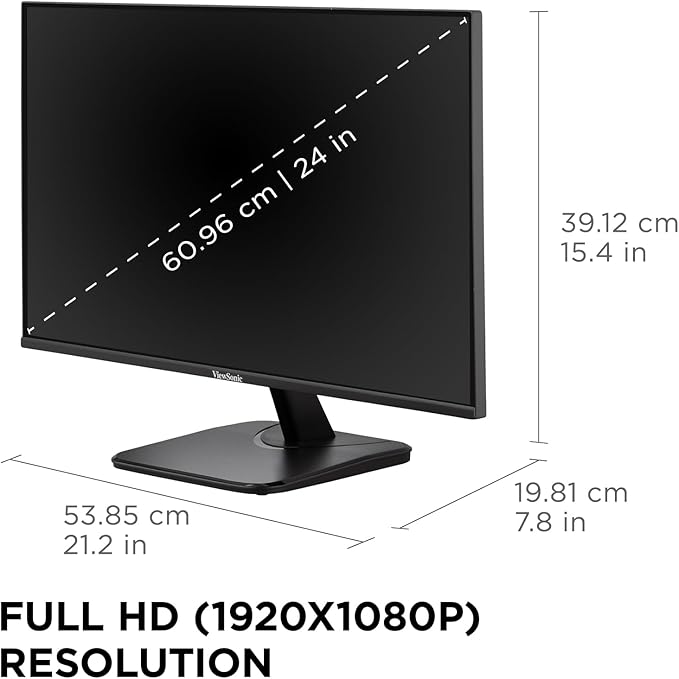 ViewSonic VA2456A-MHD 24 Inch IPS 1080p Monitor with 120Hz Eye Care HDMI DisplayPort and VGA Inputs for Home and Office