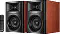 Sanyun SW205 80W Powered Bookshelf Speakers with 3D Soundstage | Precision DSP Spatial Audio &amp Geometric Cabinet | 4 Glass Fiber Woofer Optical/Bluetooth 5.4/AUX Wireless Remote (Pair Cherry)