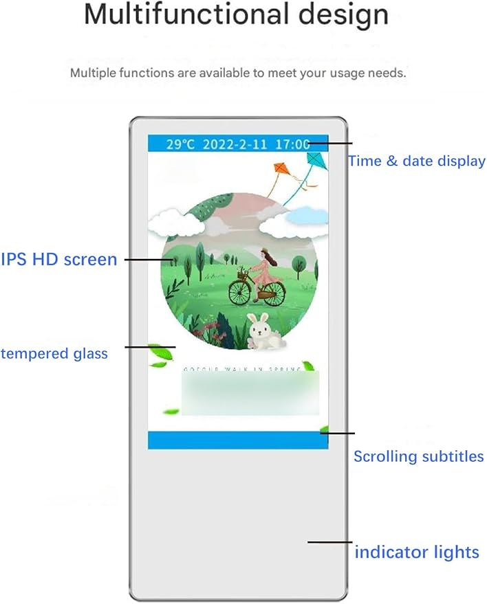 Wall Mounted Elevator LCD Advertising Display Player HD Digital Signage Single Unit Version Horizontal Screen for Building &amp Hotel Lobby(23.6in)