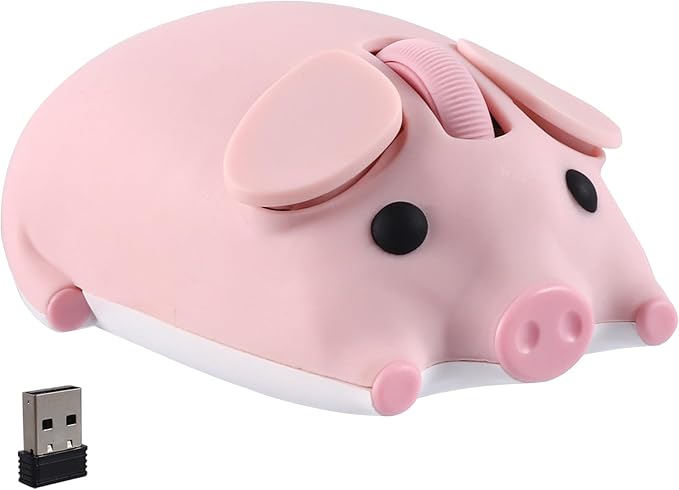 Wireless Bluetooth Mouse Cute Animal Pig Shape 2.4G &amp Bluetooth Dual Mode Computer Mice with USB Receiver Portable Compact 1200DPI Optical Cordless Mouse for Laptop iPad PC Chromebook Kids Gift (P