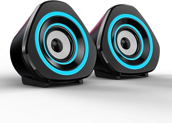 Tyenaza PC Computer Speakers Home Speaker Set Laptop Speakers USB Powered Sound Box with RGB Atmospheric Lights (Blue Light)