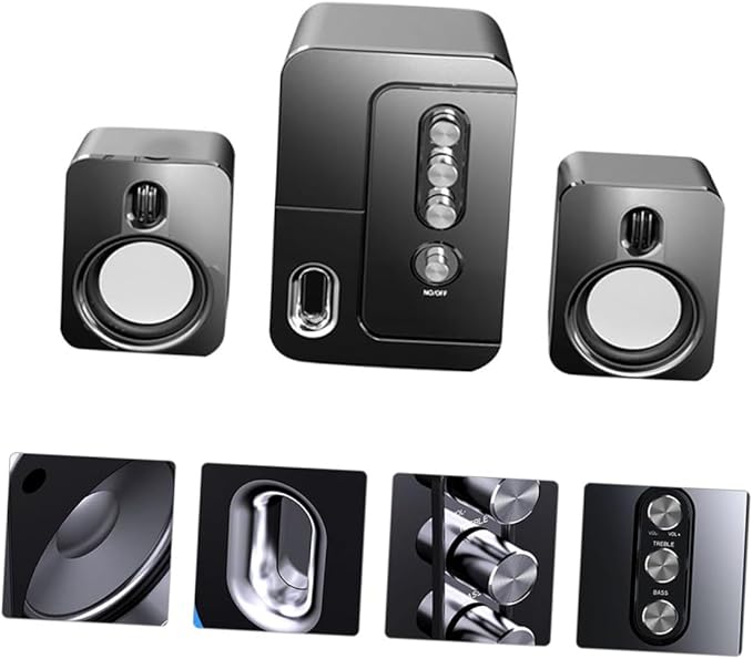 VILLCASE USB Computer Laptop Desktop Speakers 3D Surround Sound Loudspeaker Box with Bass Black Versatile Audio Speakers for Home Office and Gaming