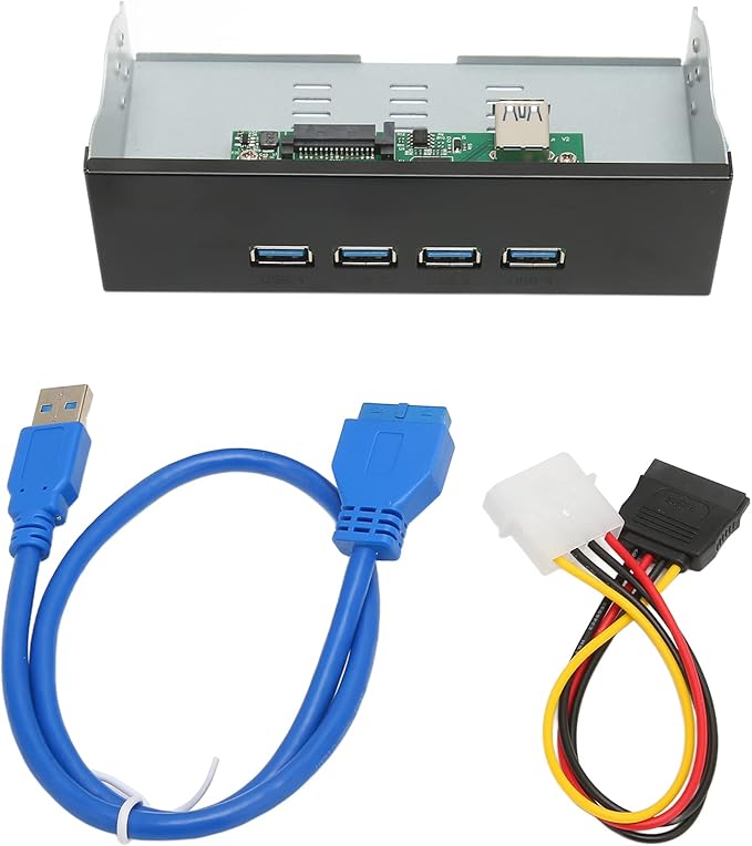 USB 3.1 Front Panel Hub 5.25in 4 Ports 10Gbps SuperSpeed Plus Plug and Play Aluminum Alloy Shell for Durability Wide Compatibility with Smartphones Tablets and More
