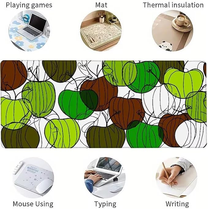 Mouse Pad XXL Fruit Plant Gaming Mousepad 47.2x23.6x0.12 inch Mousepad with Stitched Edgeswith Non-Slip Rubber Base Improved Precision and Speed Waterproof Protector Desk Accessories Gifts 2-4O65