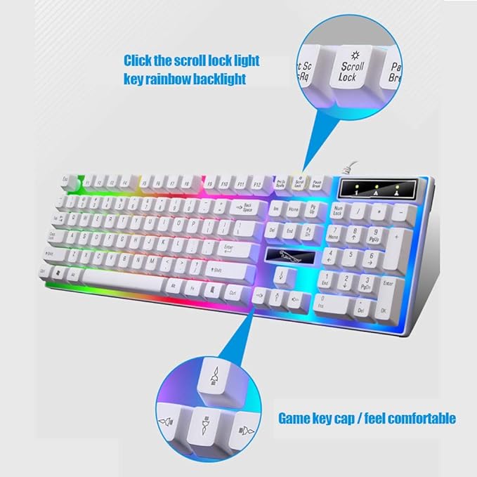 Arinda Wired Gaming Keyboard and Mouse Set Colorful LED Backlit USB Gaming Keyboard Mouse for Laptop PC Gamers