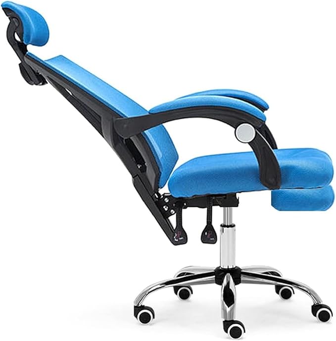 Chair Office Chair with Foot Rest Ergonomic Mesh Desk Chair Lumbar Support Computer Chair with Adjustable Headrest Swivel Task Chair Adjustable Height Gaming Chair (Color : /Blue)